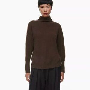 Aritzia The Group Format Luxe Cashmere Turtleneck Brown Size Small